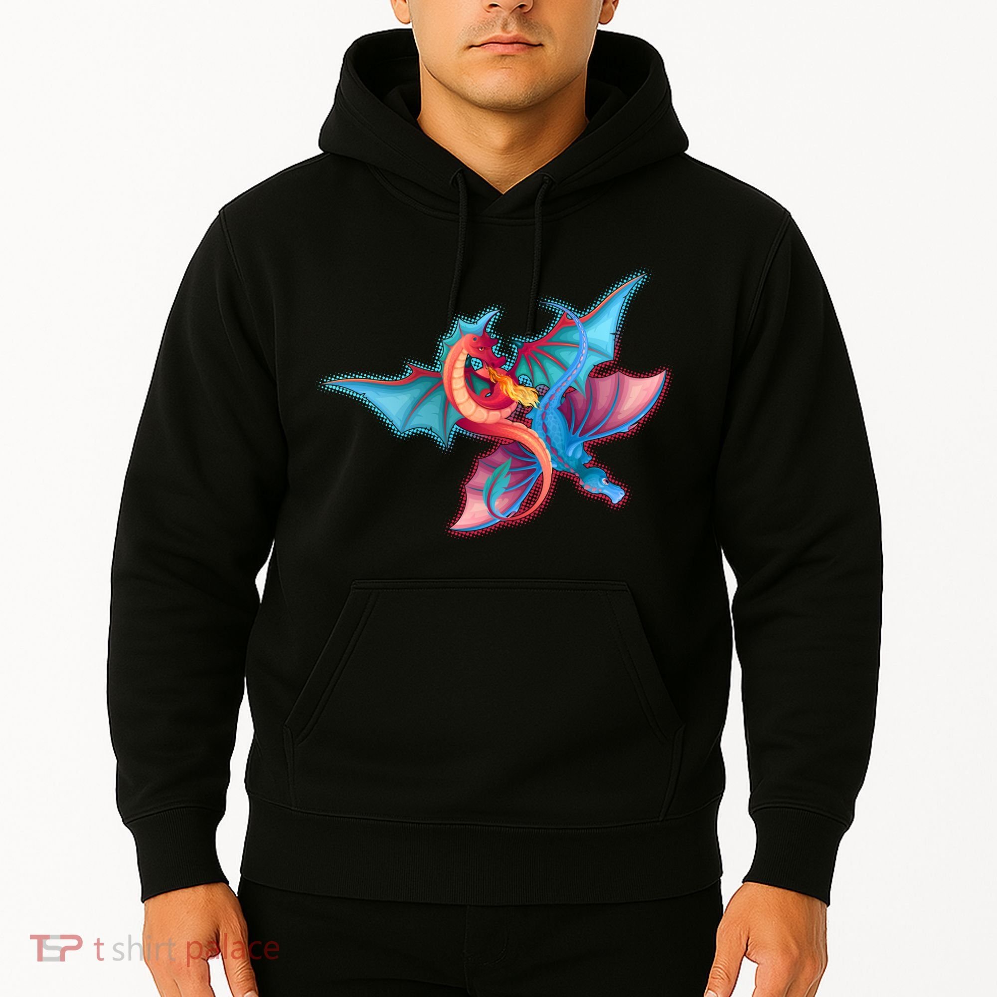 Red And Blue Flying Dragons Hoodie