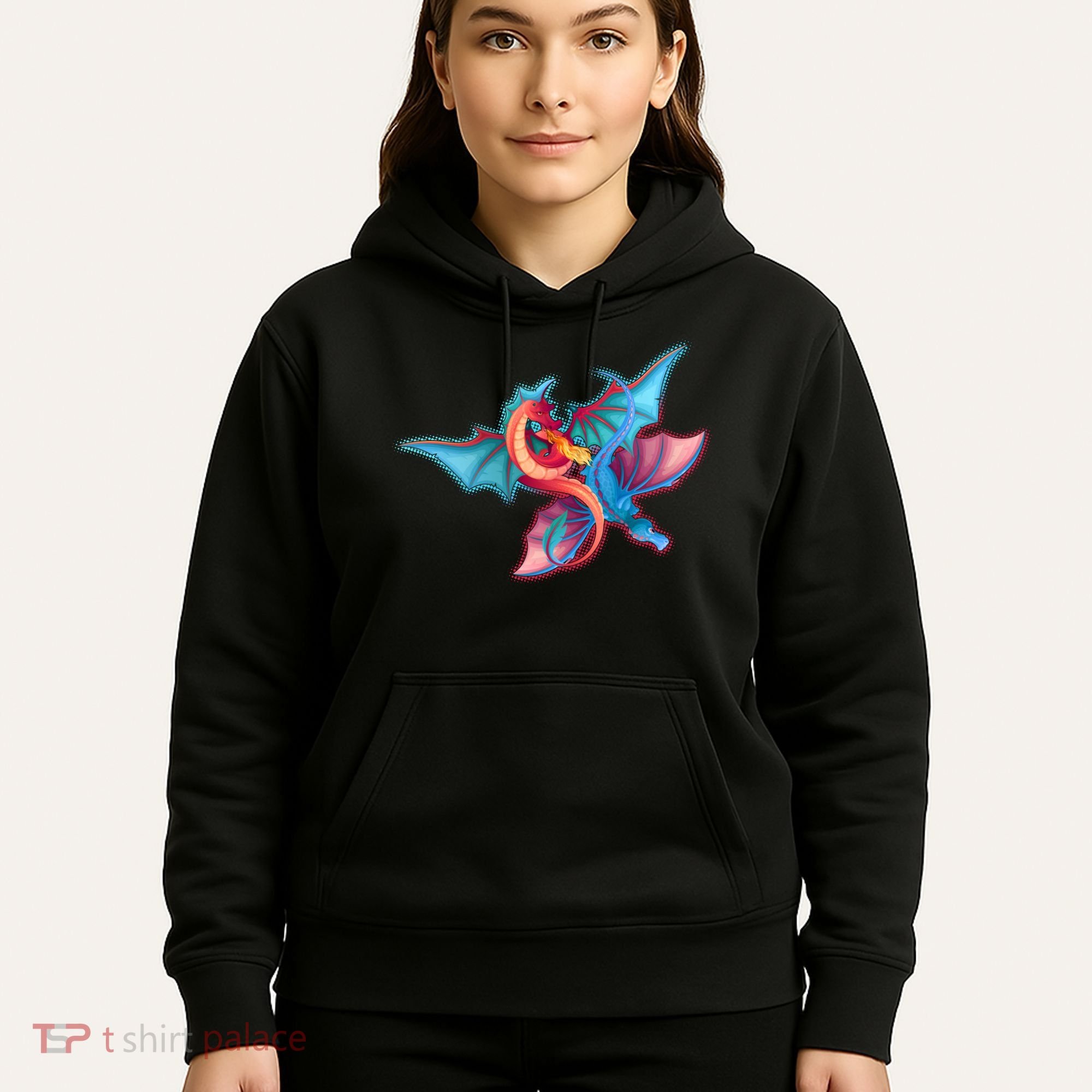 Red And Blue Flying Dragons Hoodie