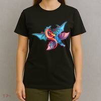 Red And Blue Flying Dragons T-Shirt thumb 4