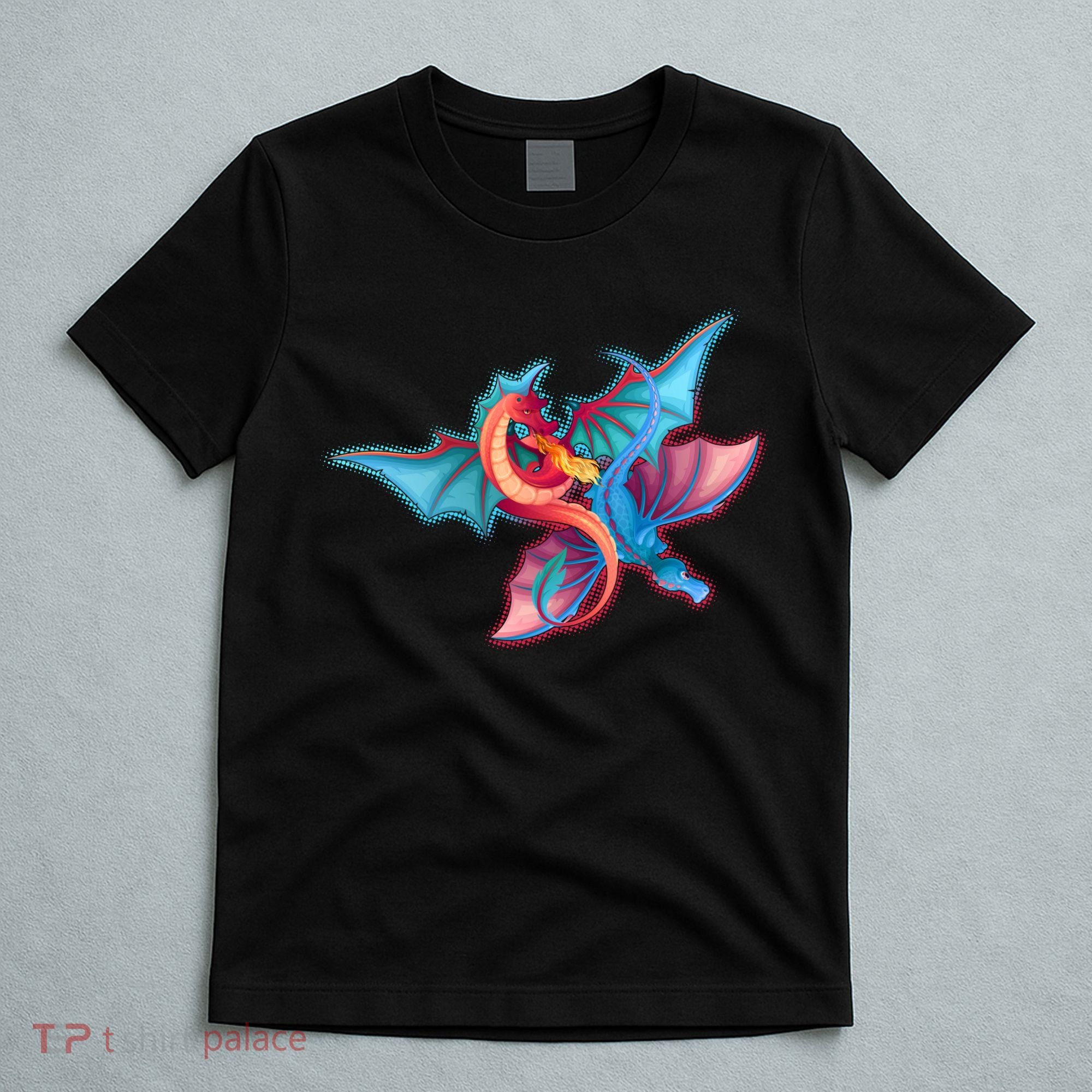 Red And Blue Flying Dragons T-Shirt