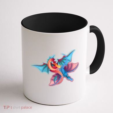 Red And Blue Flying Dragons Coffee Mug back
