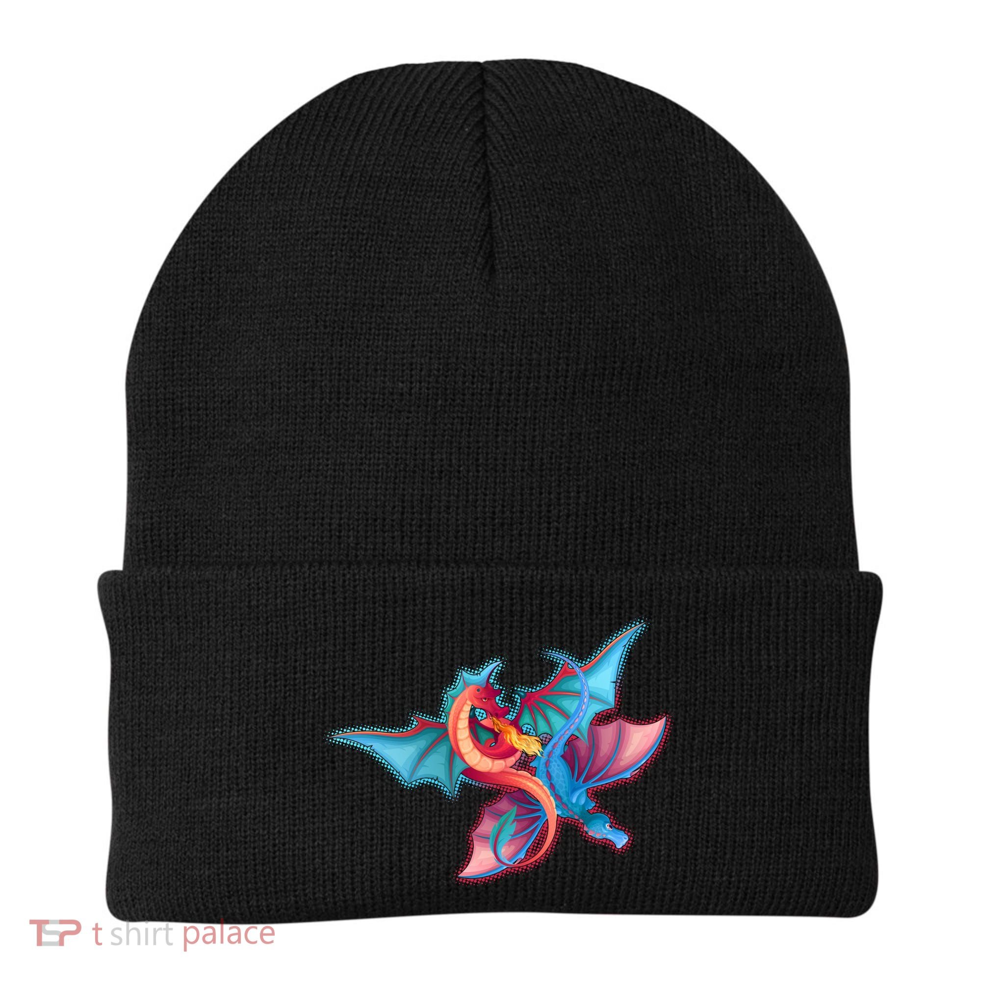 Red And Blue Flying Dragons Beanie
