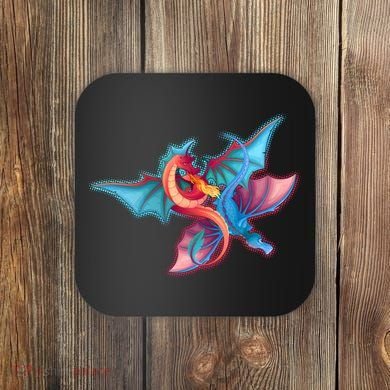 Red And Blue Flying Dragons Coaster