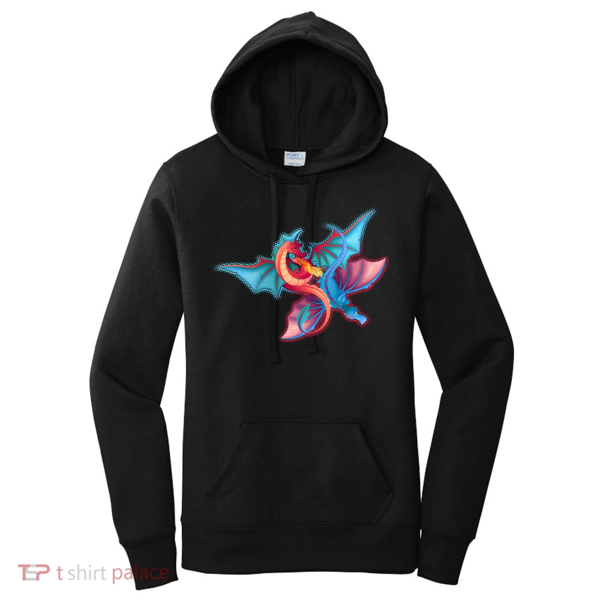 Red And Blue Flying Dragons Women's Hoodie