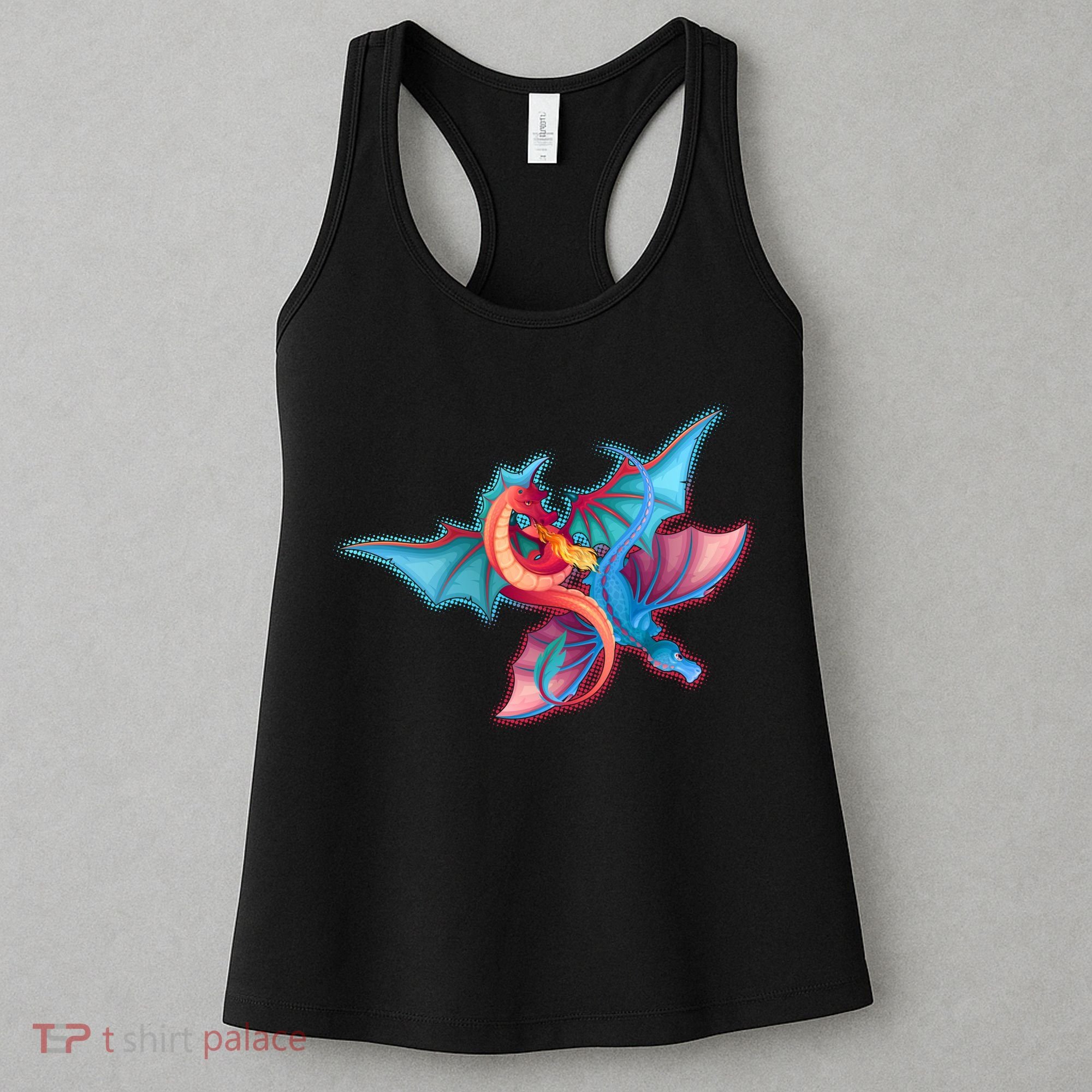 Red And Blue Flying Dragons Women's Tank Top