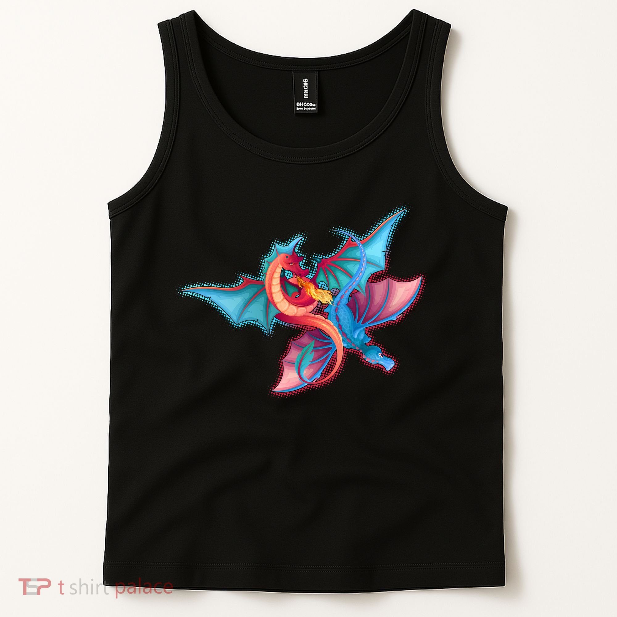 Red And Blue Flying Dragons Tank Top