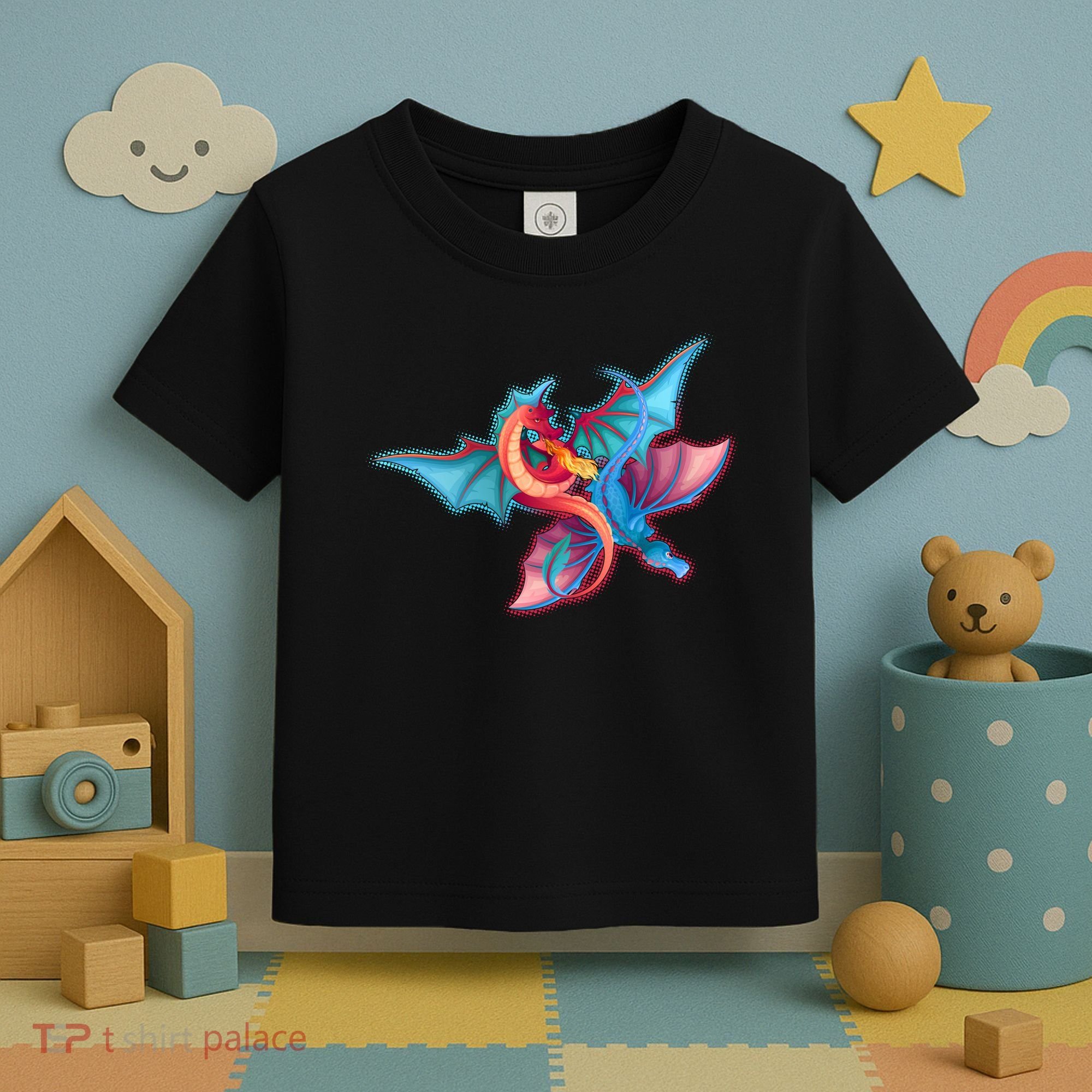 Red And Blue Flying Dragons Toddler T-Shirt