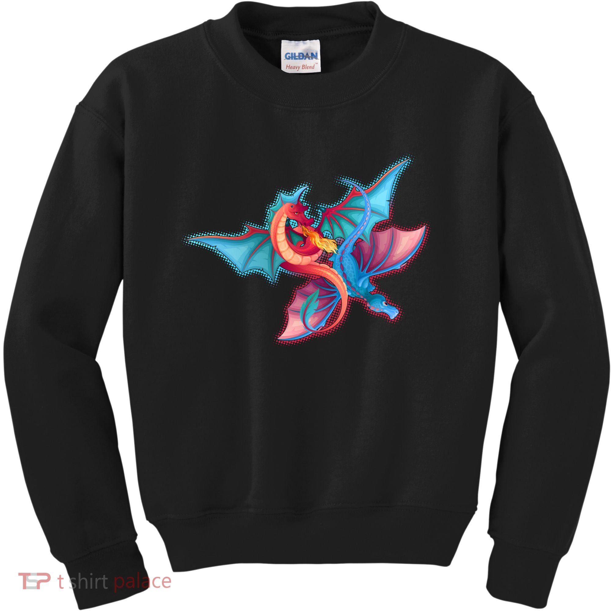 Red And Blue Flying Dragons Kids Sweatshirt