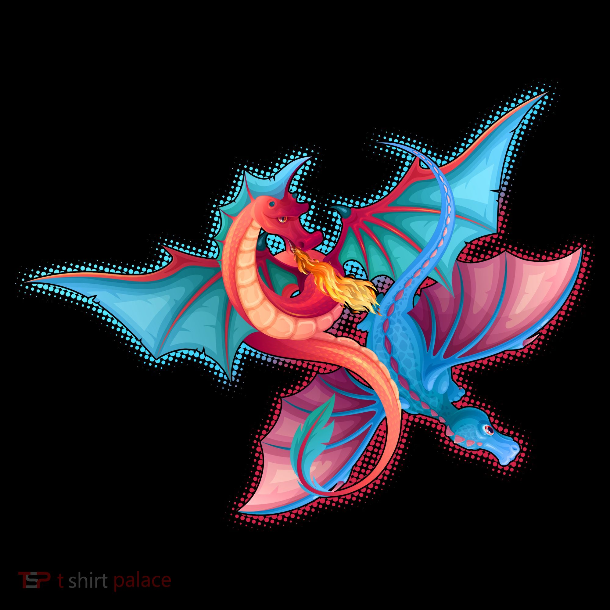 Red And Blue Flying Dragons Kids Sweatshirt