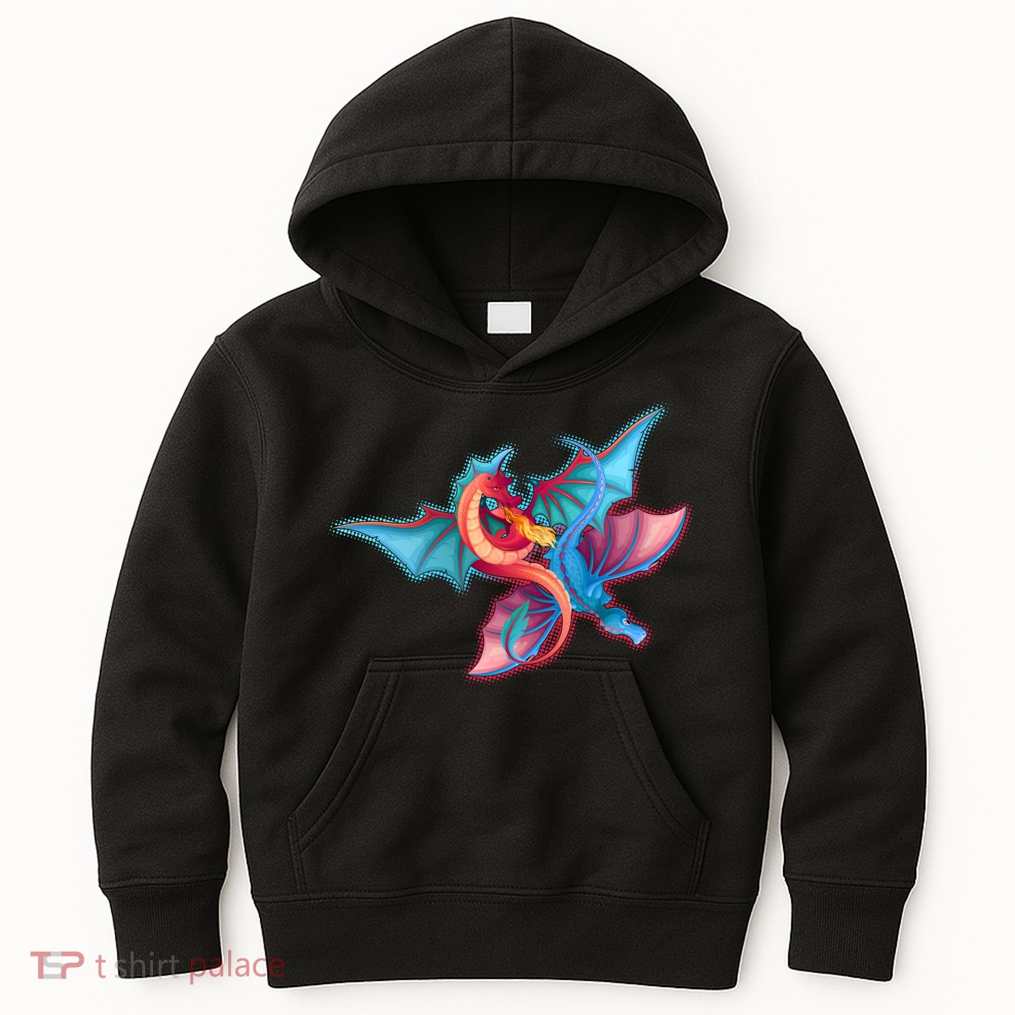 Red And Blue Flying Dragons Kids Hoodie