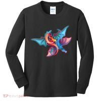 Red And Blue Flying Dragons Kids Long Sleeve Shirt thumb 0