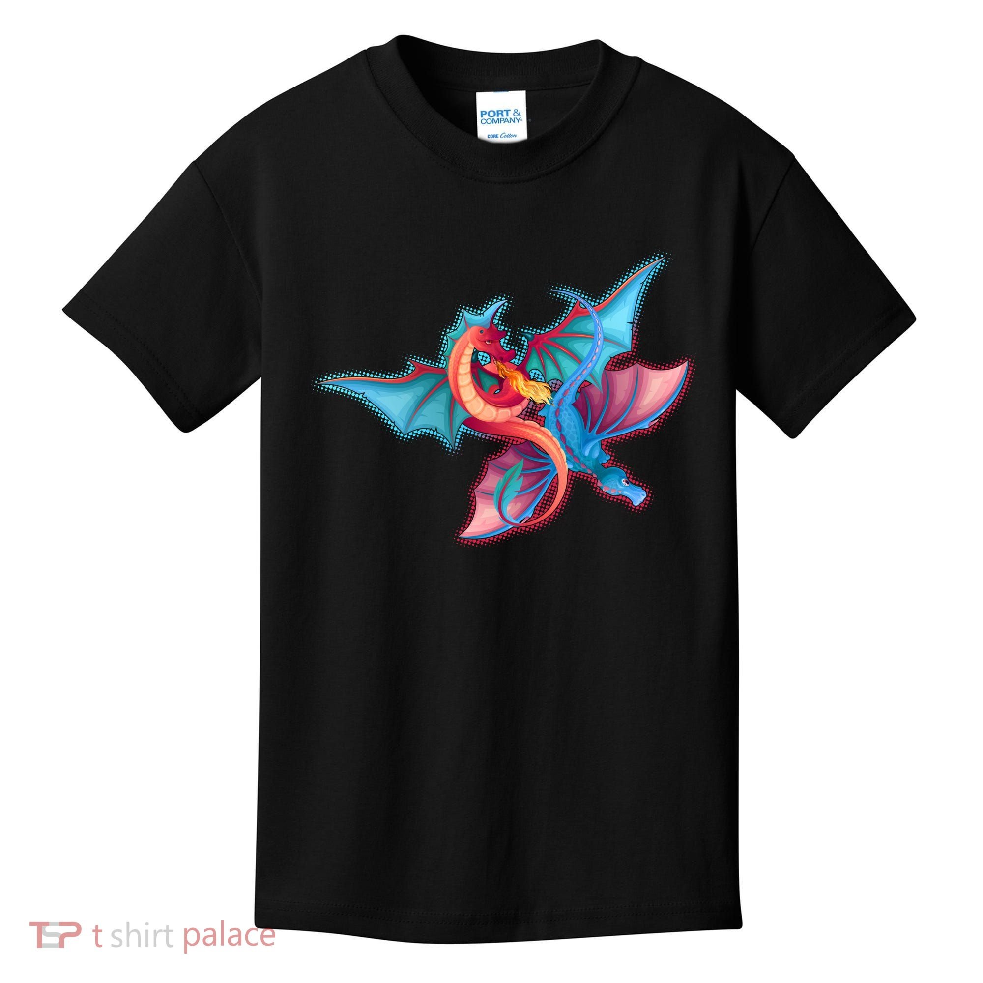 Red And Blue Flying Dragons Kids T-Shirt