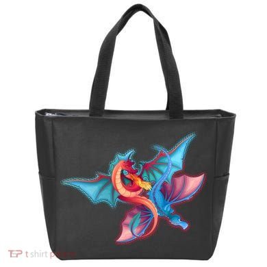 Red And Blue Flying Dragons Tote Bag