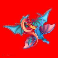 Red And Blue Flying Dragons Santa Hat thumb 1