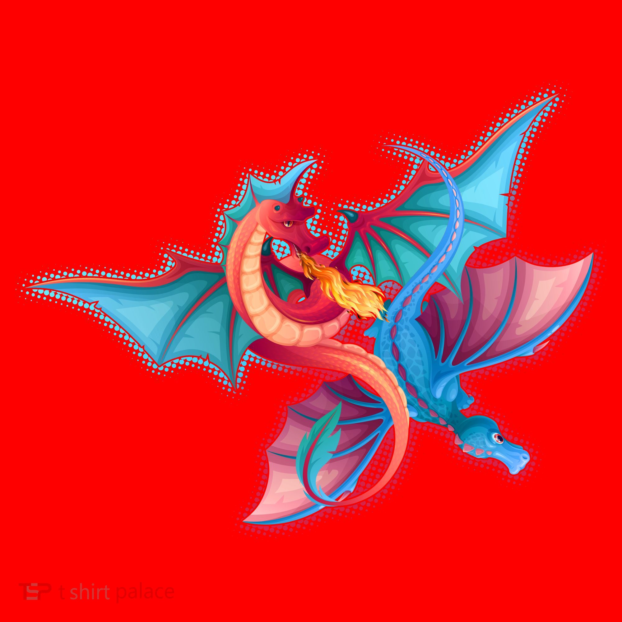 Red And Blue Flying Dragons Santa Hat