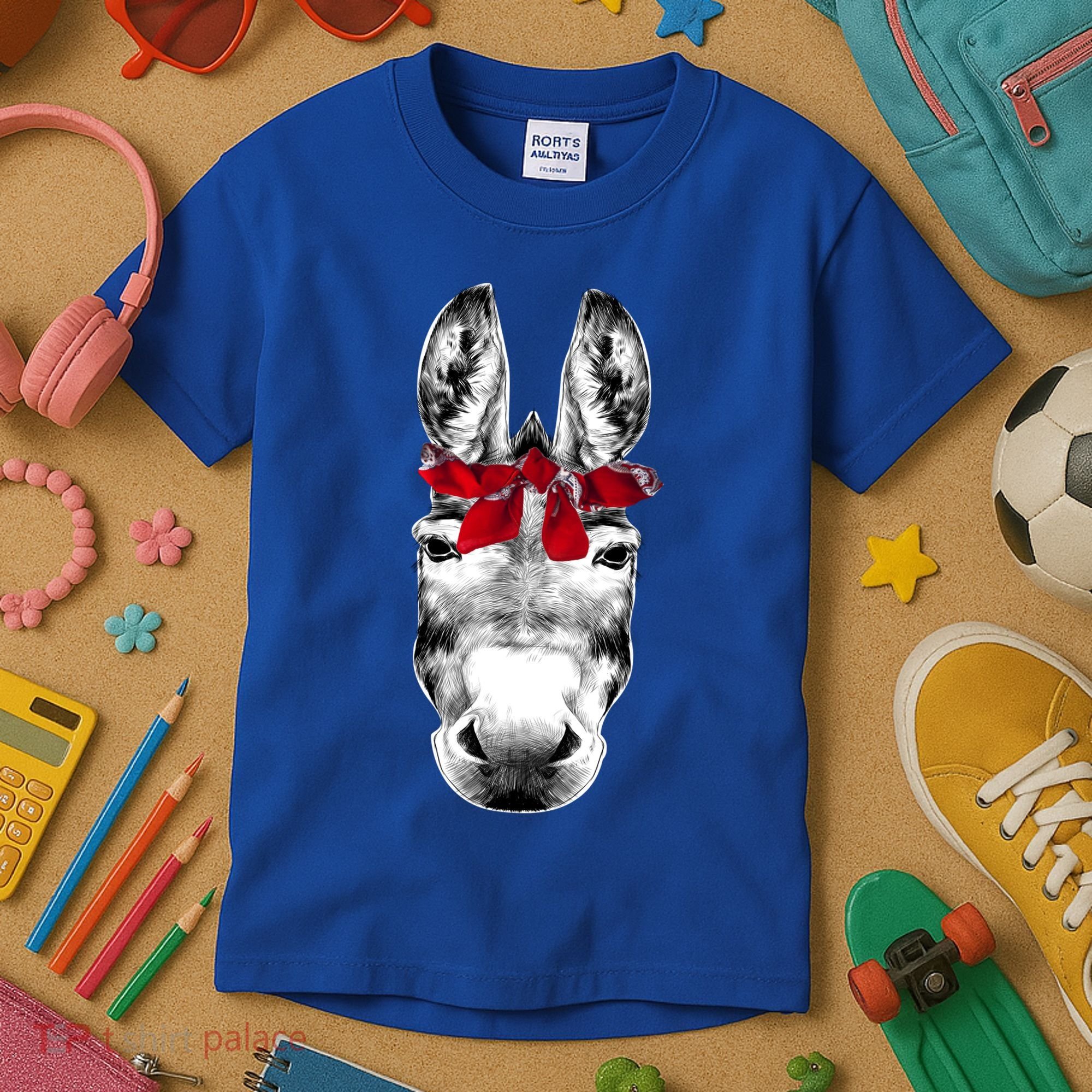 Red Bandanna Gangster Donkey Kids T-Shirt