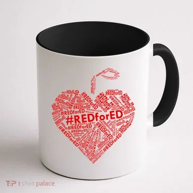 Red For Ed Apple Heart Coffee Mug back