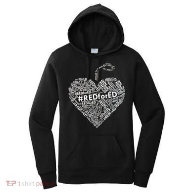 Red For Ed Apple Heart Women's Hoodie