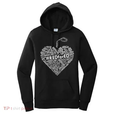 Red For Ed Apple Heart Women's Hoodie