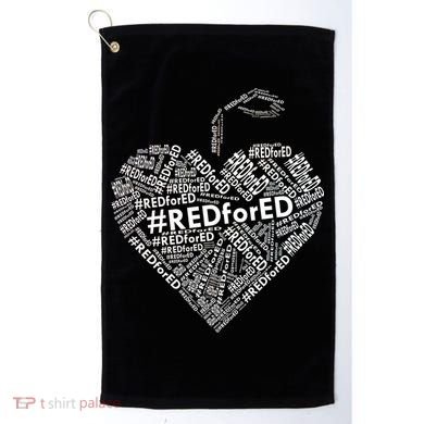 Red For Ed Apple Heart Golf Towel