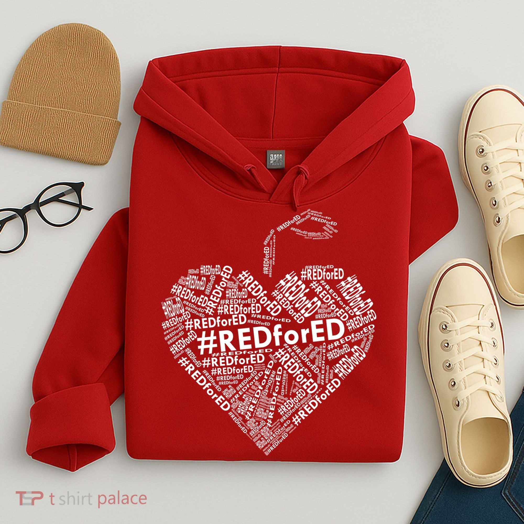 Red For Ed Apple Heart Hoodie