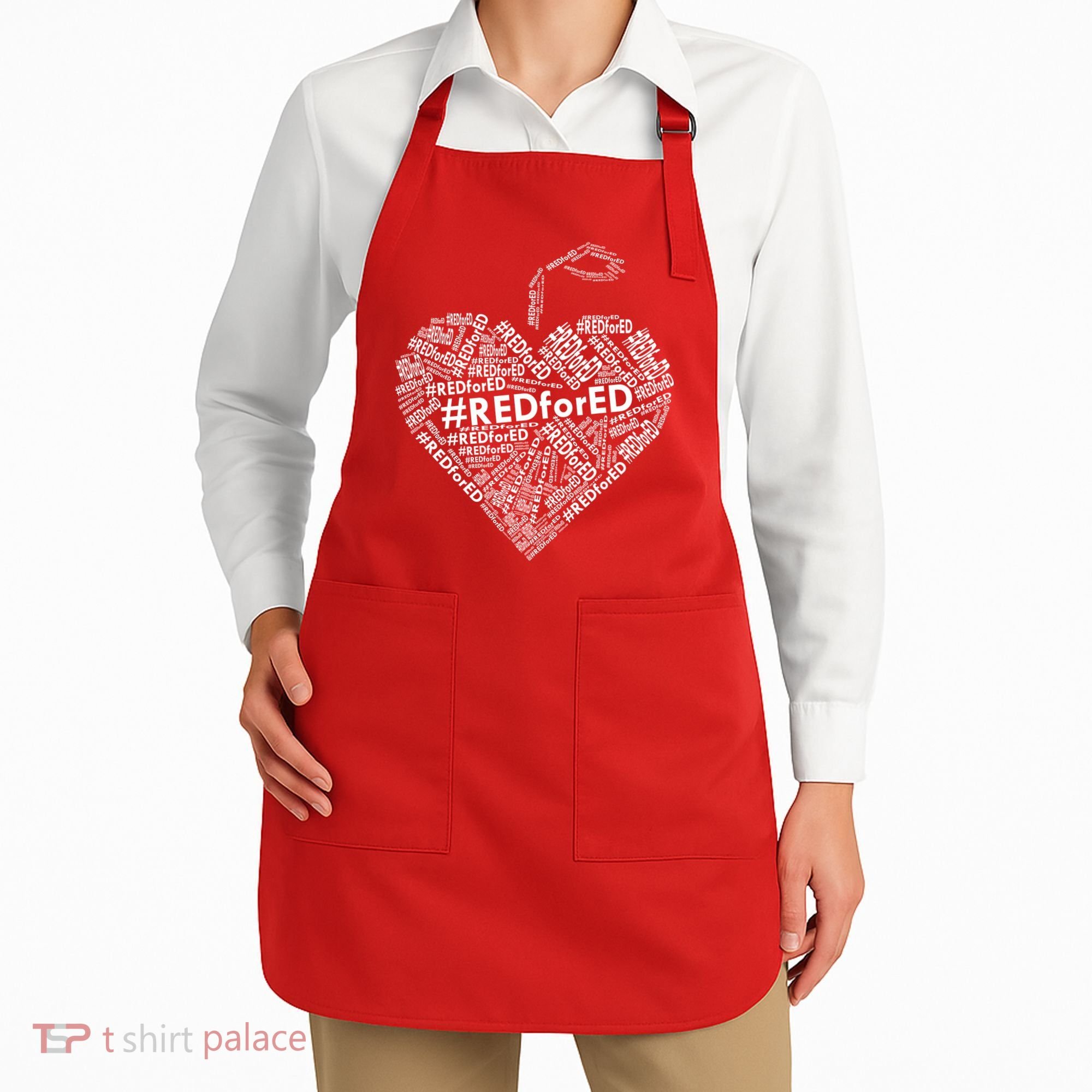 Red For Ed Apple Heart Apron