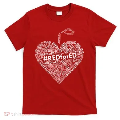 Red For Ed Apple Heart T-Shirt