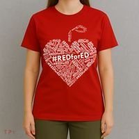 Red For Ed Apple Heart T-Shirt thumb 4