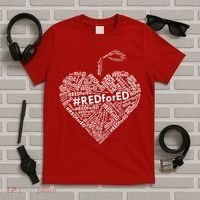Red For Ed Apple Heart T-Shirt thumb 5