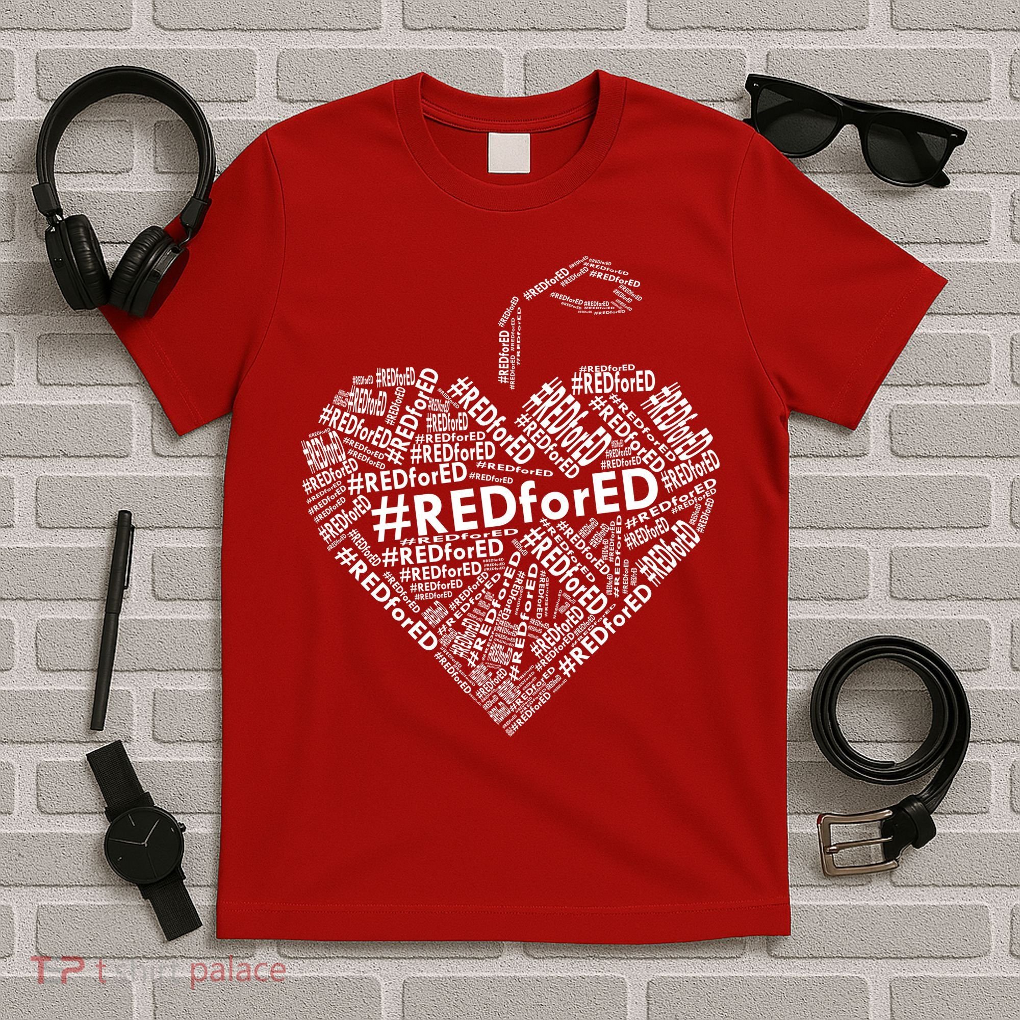 Red For Ed Apple Heart T-Shirt