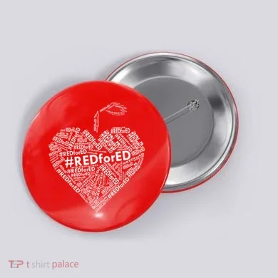Red For Ed Apple Heart Button