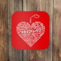 Red For Ed Apple Heart Coaster thumb 0