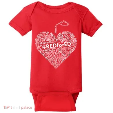 Red For Ed Apple Heart Baby Bodysuit