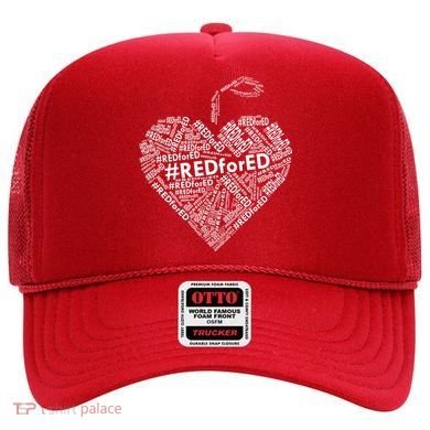 Red For Ed Apple Heart Hat