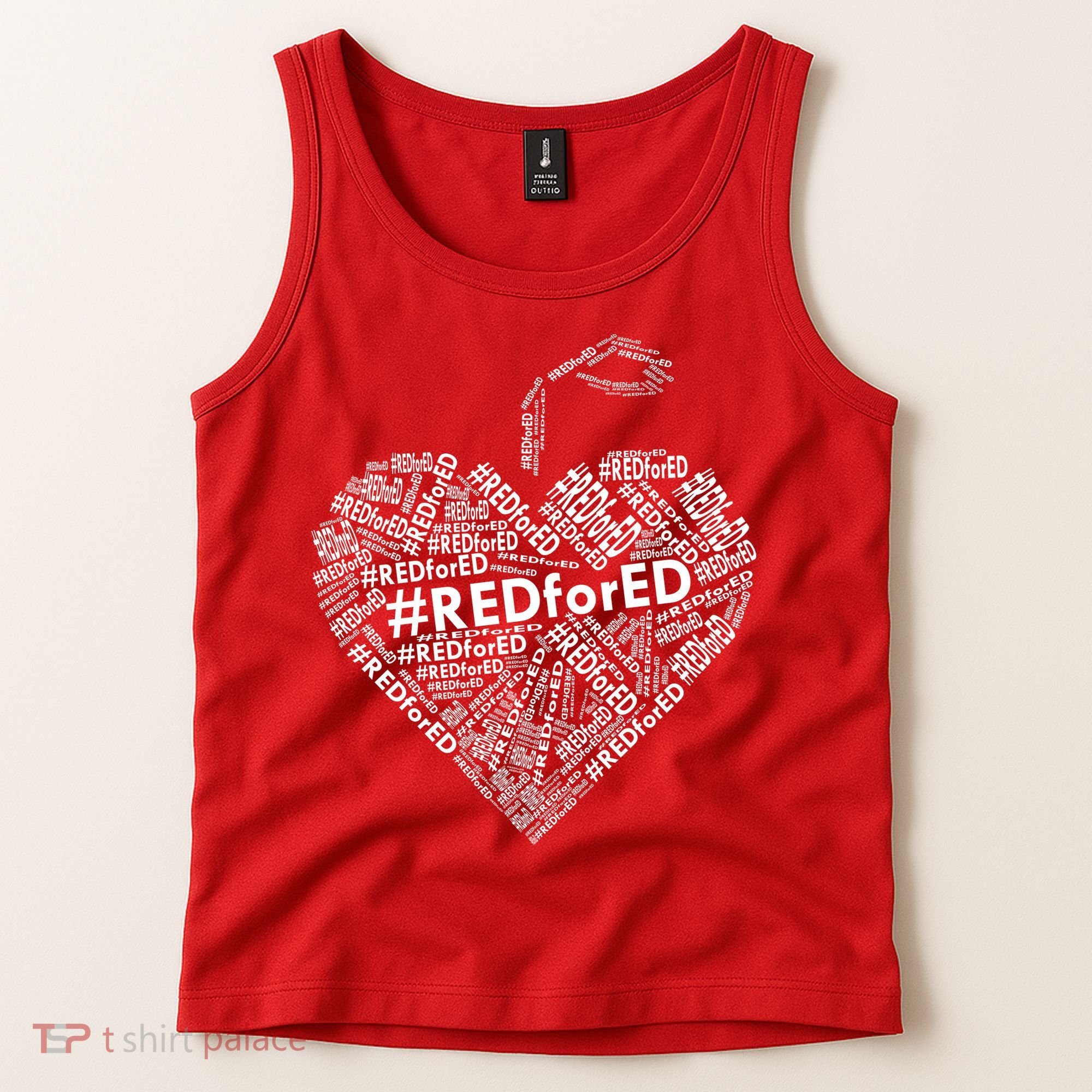 Red For Ed Apple Heart Tank Top