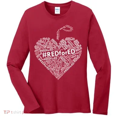 Red For Ed Apple Heart Women's Long Sleeve Shirt