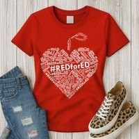 Red For Ed Apple Heart Women's T-Shirt thumb 3