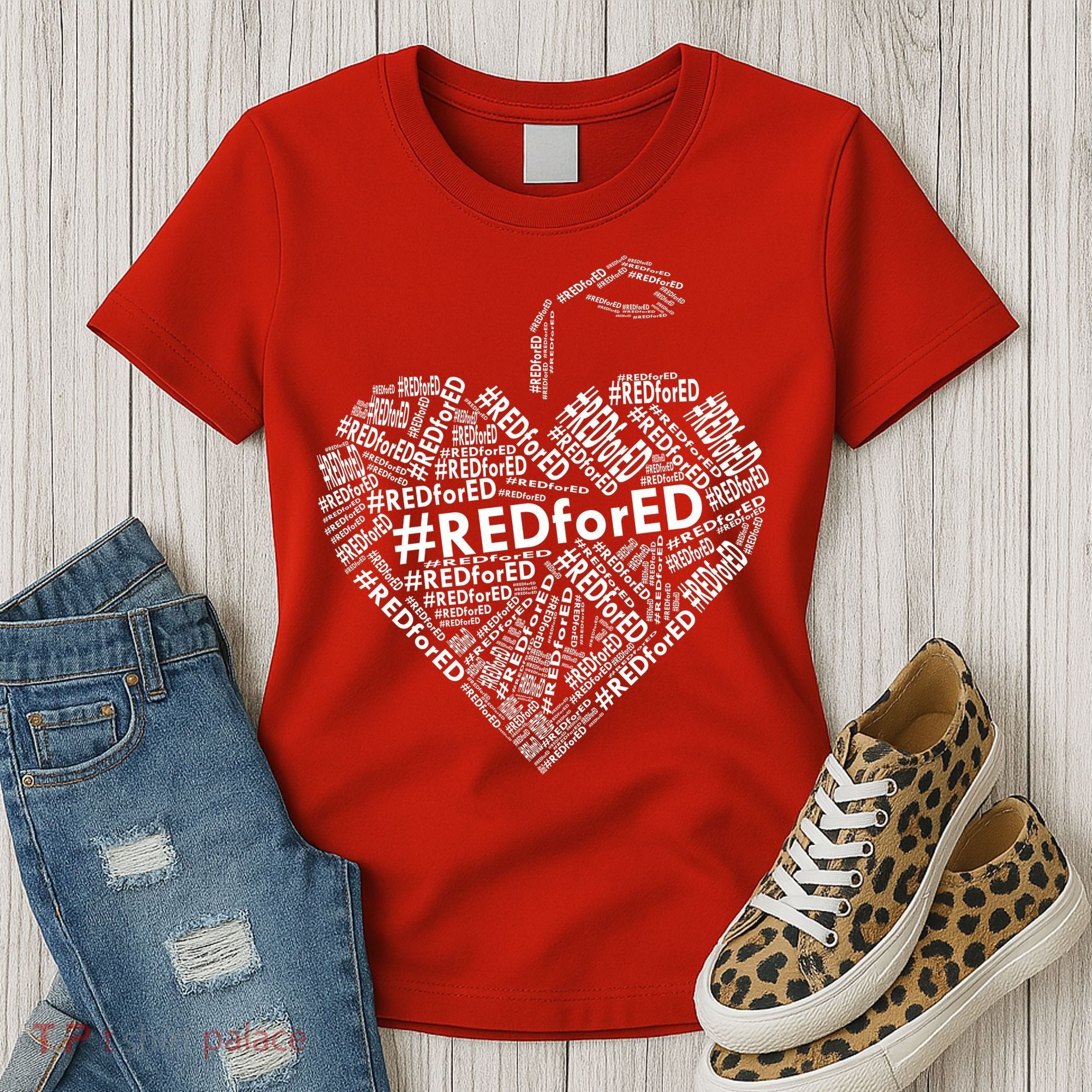 Red For Ed Apple Heart Women's T-Shirt
