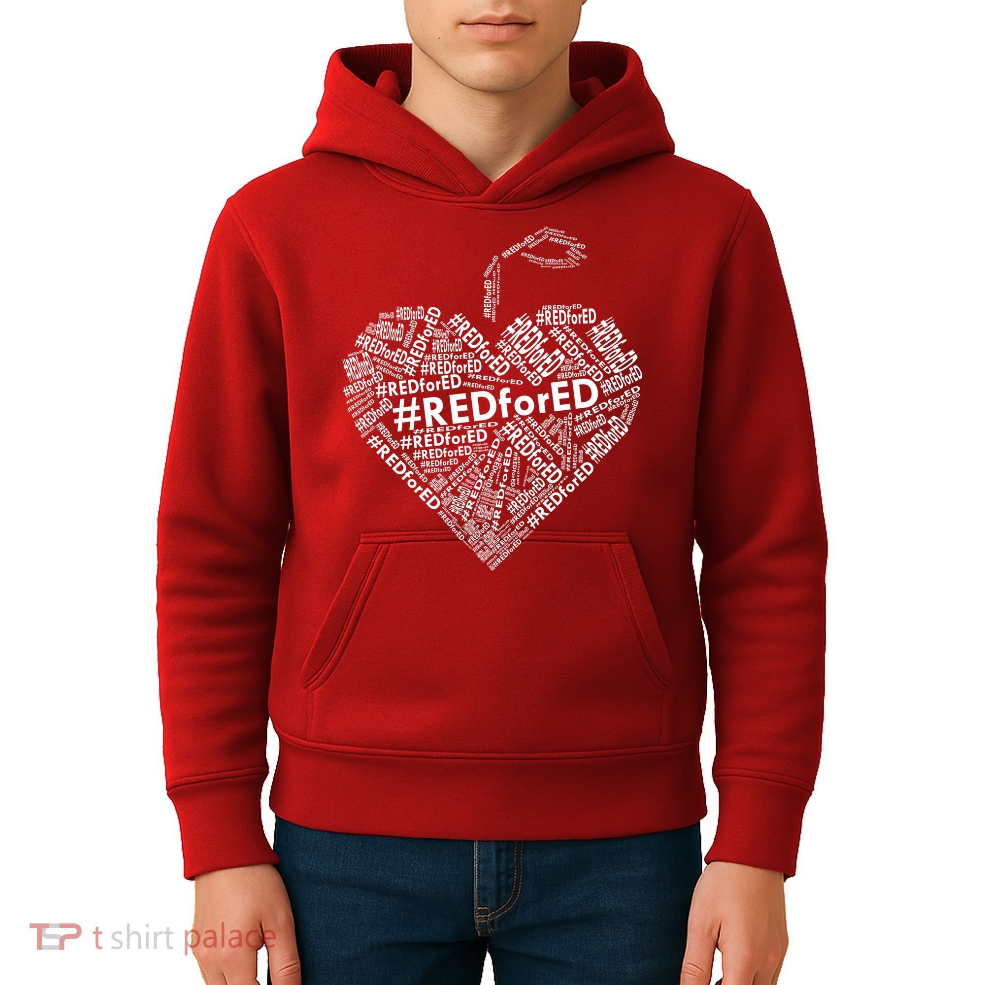 Red For Ed Apple Heart Kids Hoodie