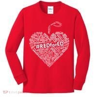 Red For Ed Apple Heart Kids Long Sleeve Shirt thumb 0