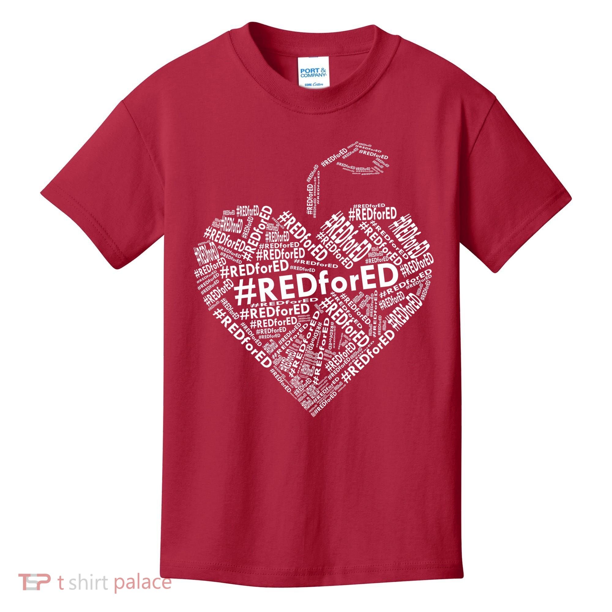 Red For Ed Apple Heart Kids T-Shirt
