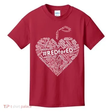 Red For Ed Apple Heart Kids T-Shirt