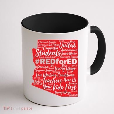 Red For Ed Arizona State Mash-Up Teachers Coffee Mug back