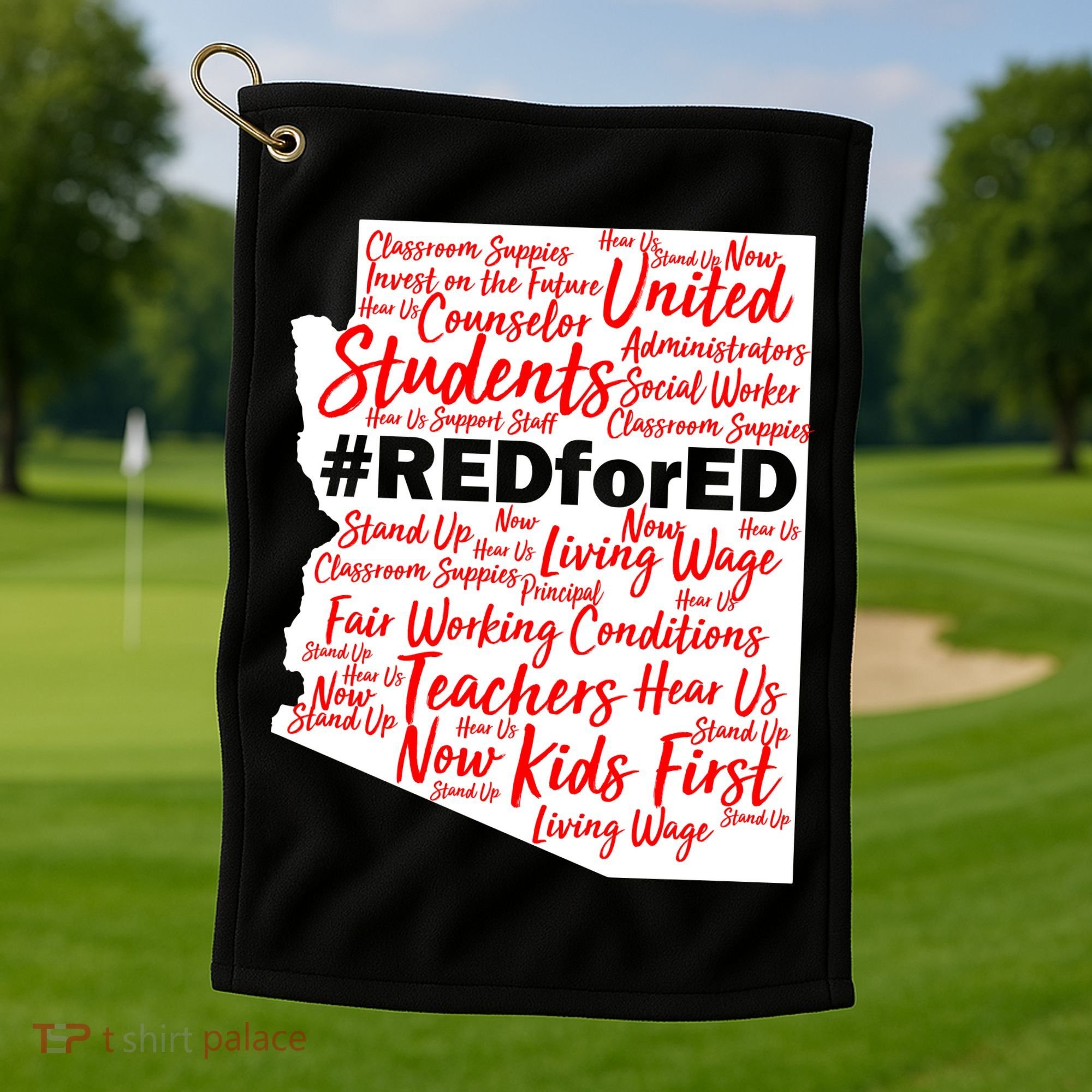 Red For Ed Arizona State Mash-Up Teachers Golf Towel