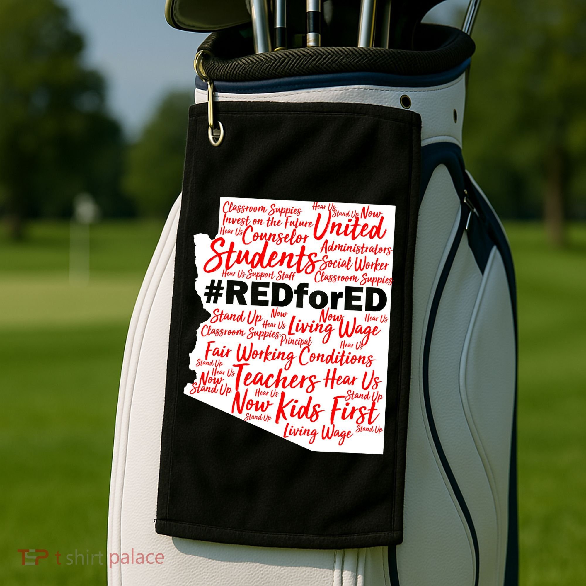 Red For Ed Arizona State Mash-Up Teachers Golf Towel