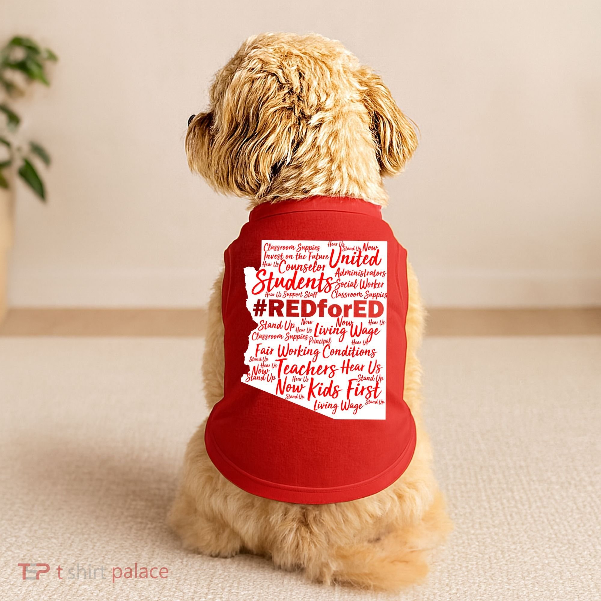 Red For Ed Arizona State Mash-Up Teachers Doggie Tank