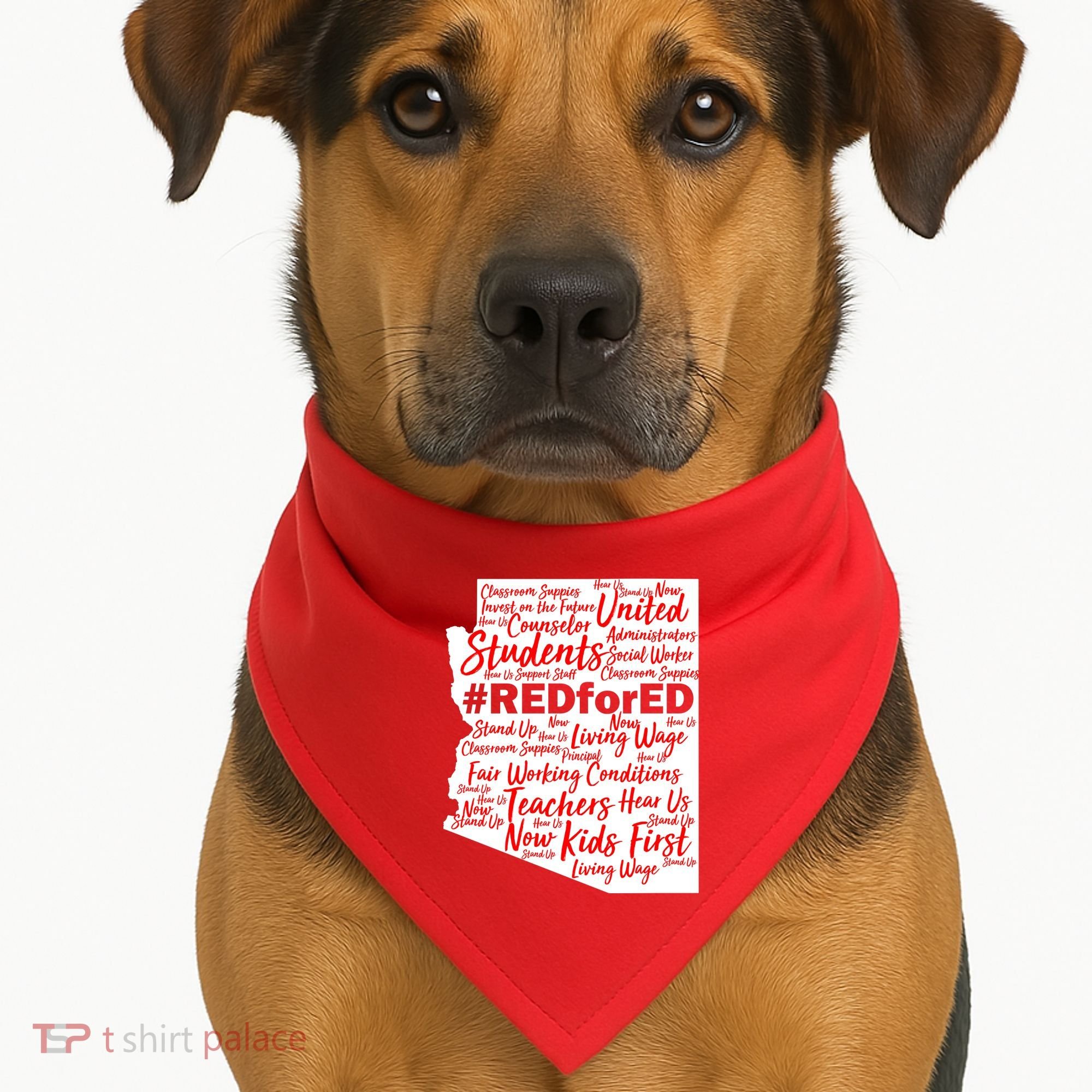 Red For Ed Arizona State Mash-Up Teachers USA-Made Doggie Bandana
