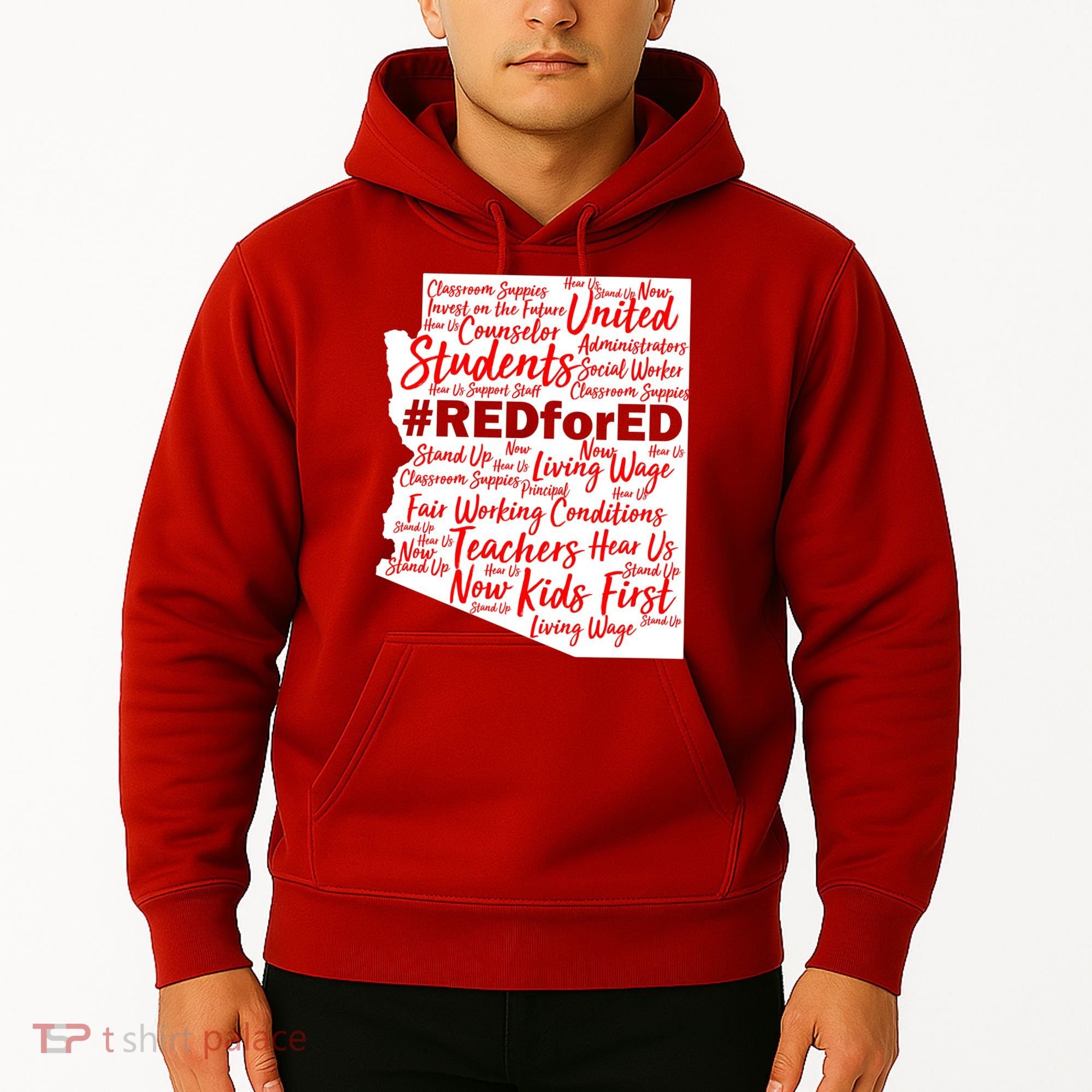 Red For Ed Arizona State Mash-Up Teachers Hoodie