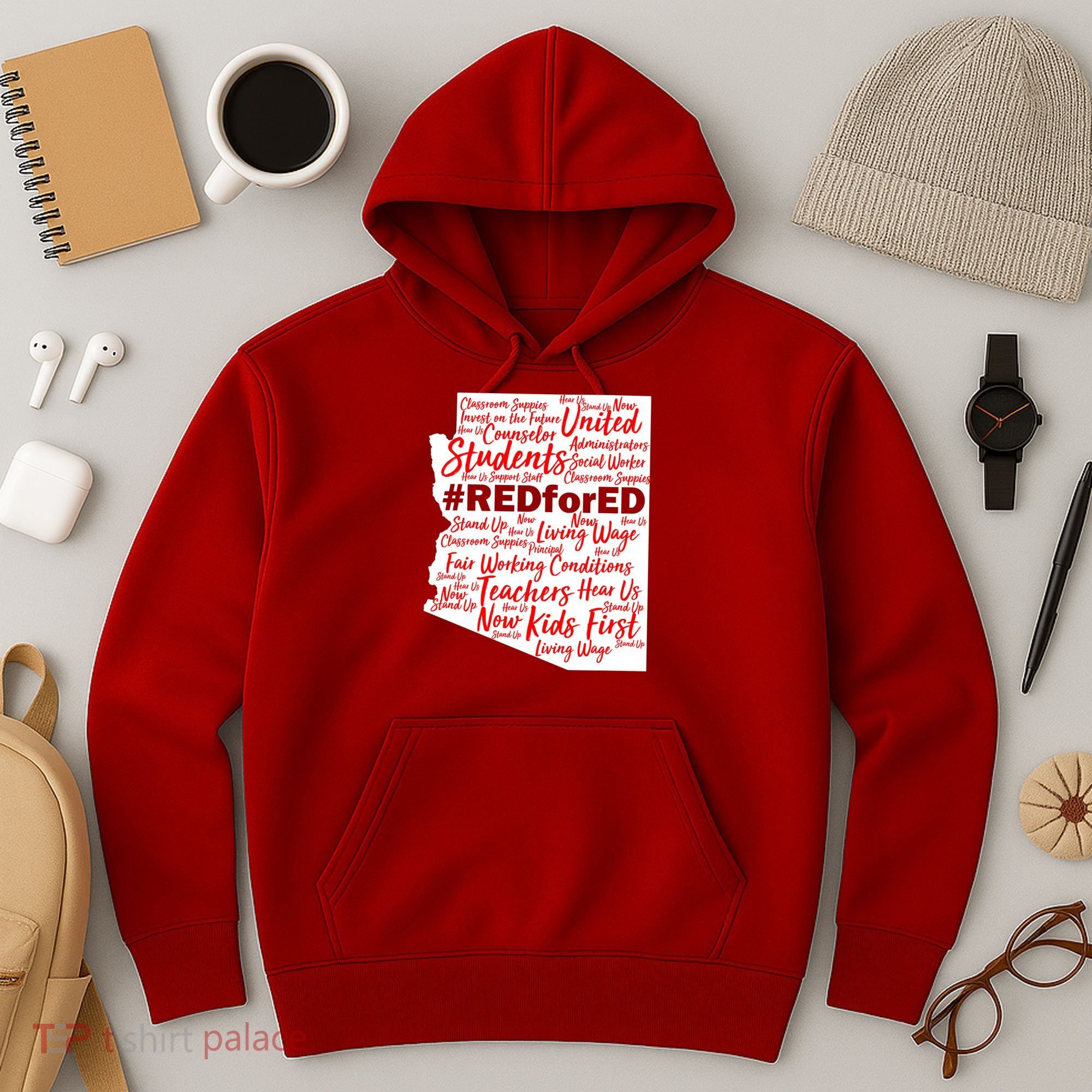 Red For Ed Arizona State Mash-Up Teachers Hoodie