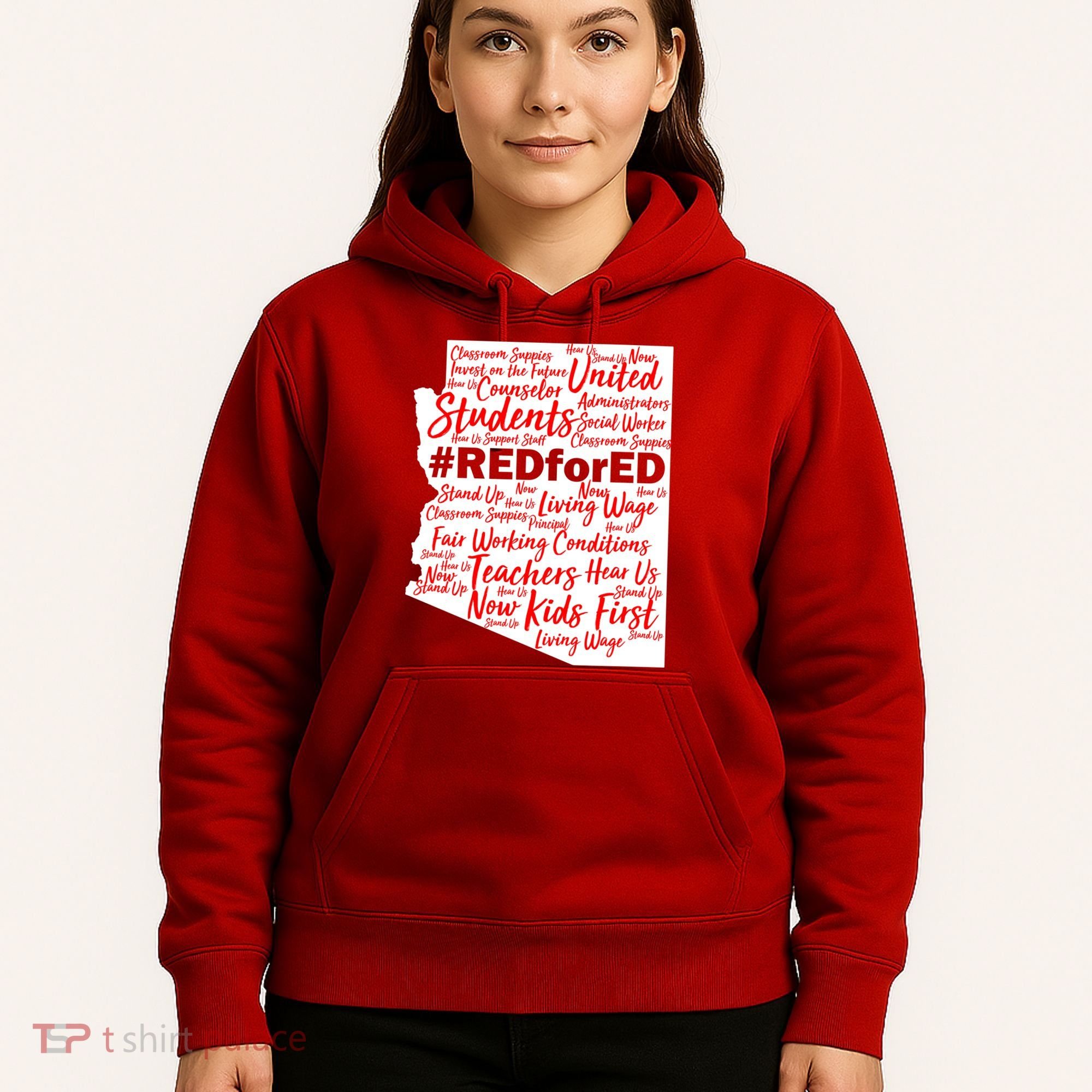 Red For Ed Arizona State Mash-Up Teachers Hoodie